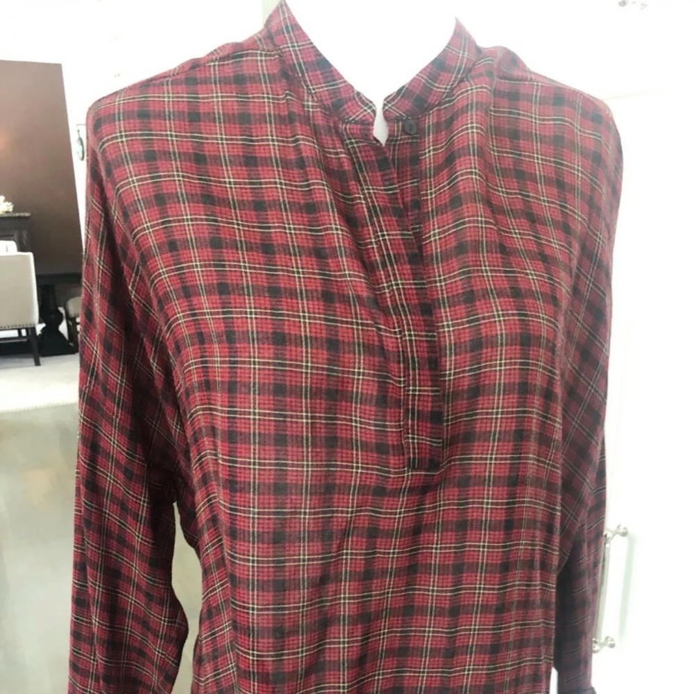 NWT Zara Plaid Tartan Flowy Blouse